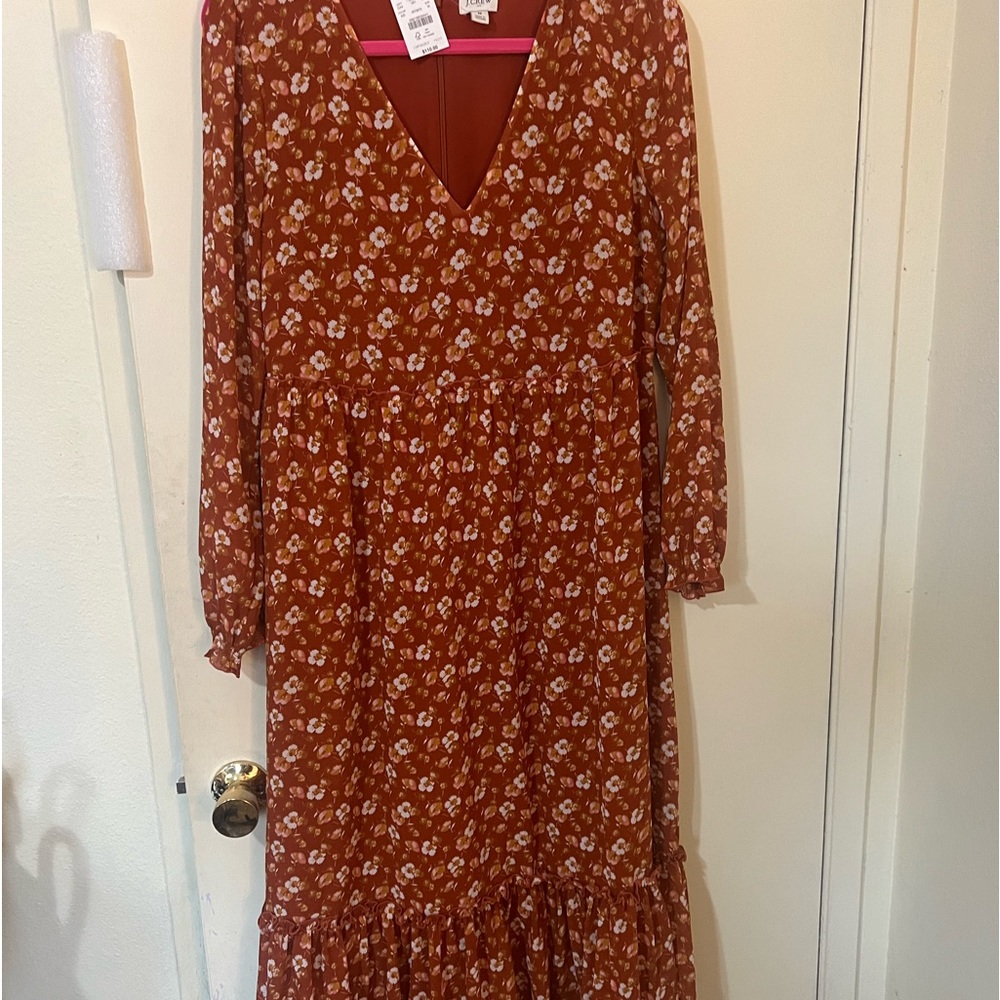 J.Crew Crinkle MIDI Flounce Floral Dress